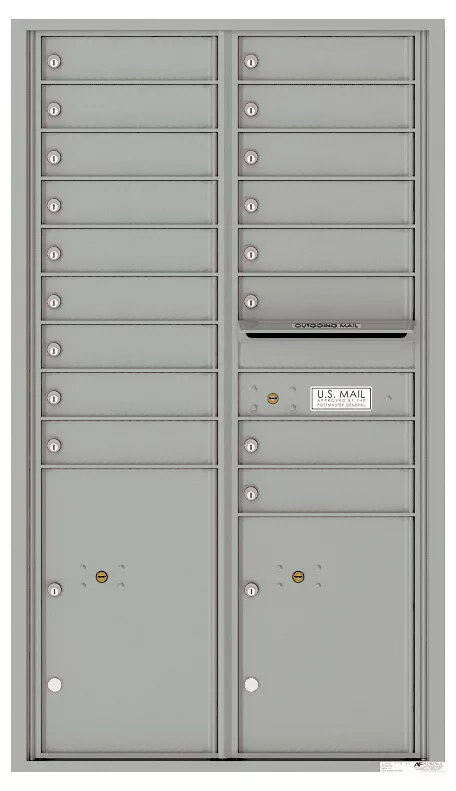 Florence 4C Horizontal Mailbox - 17 Doors, 2 Parcel Lockers - 15 Doors High USPS Access