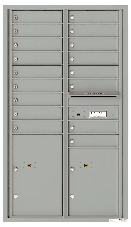 Florence 4C Horizontal Mailbox - 17 Doors, 2 Parcel Lockers - 15 Doors High USPS Access