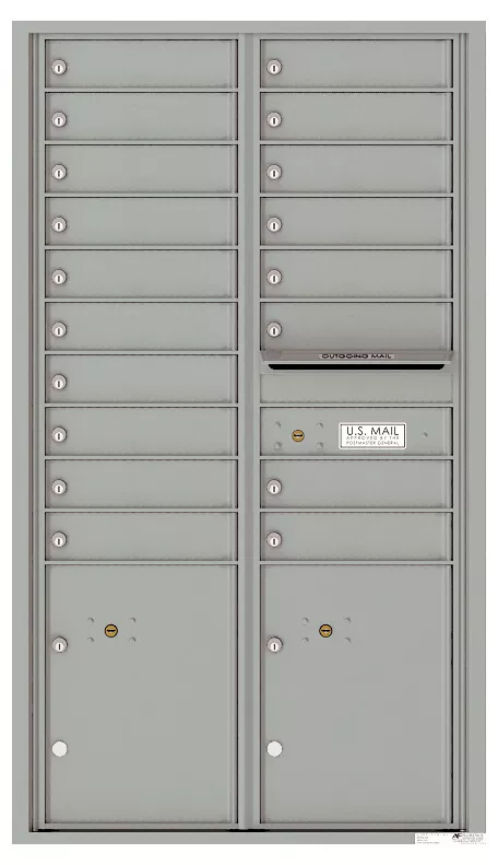 Florence 4C Horizontal Mailbox - 18 Doors, 2 Parcel Lockers - 15 Doors High USPS Access
