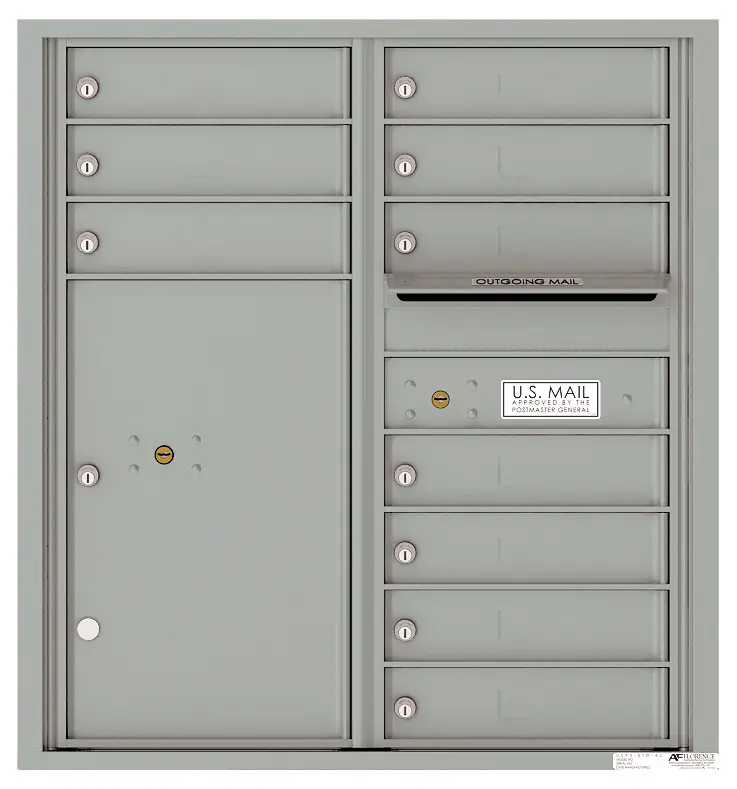 Florence 4C Horizontal Mailbox - 10 Doors, 1 Parcel Locker - 9 Doors High USPS Access