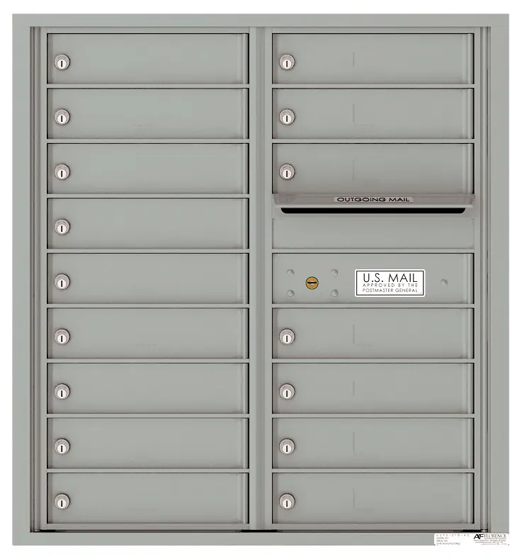 Florence 4C Horizontal Mailbox - Front Loading - 16 Tenant Doors - 9 Doors High - USPS Access