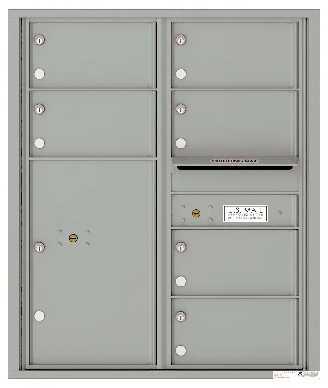 Florence 4C Horizontal Mailbox - 6 Doors, 1 Parcel Locker - 10 Doors High USPS Access