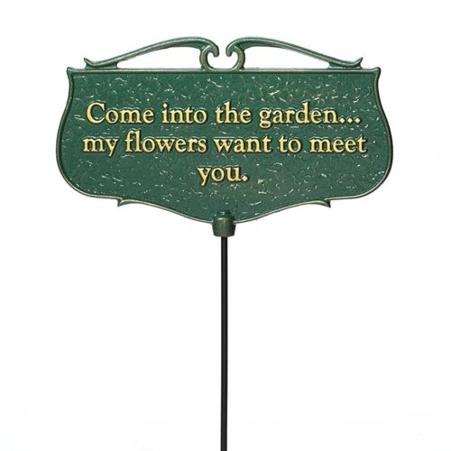 Whitehall Come Into the Garden Garden Sign (Green/Gold)