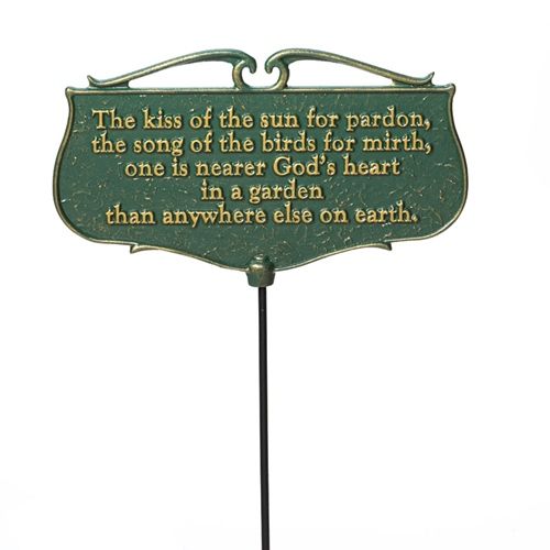 Whitehall The Kiss of the Sun Garden Sign (Green/Gold)