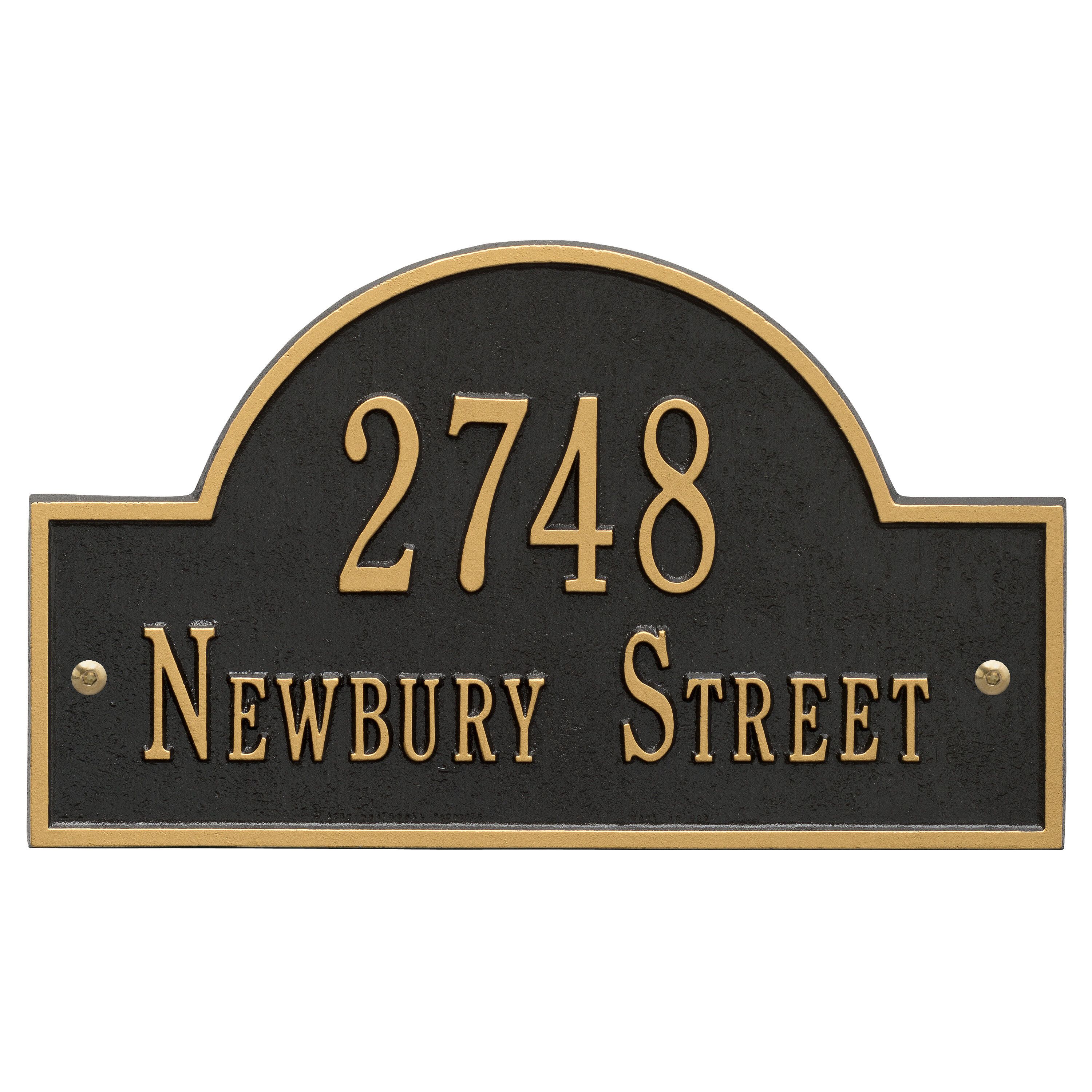 Whitehall Arch Marker - Standard Wall - Two Line Address Plaque