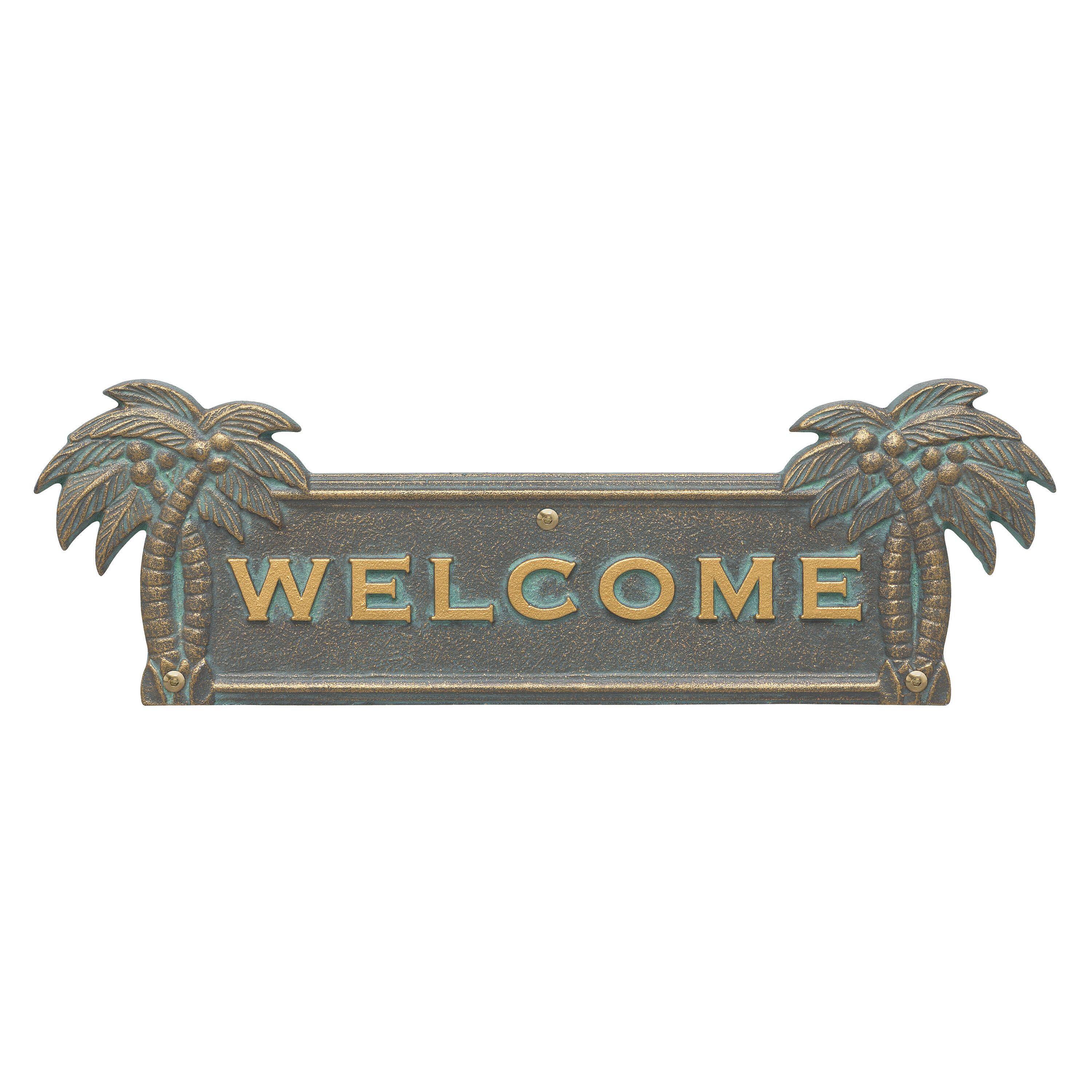 Palm Tree Welcome Plaque - Bronze with Verdigris