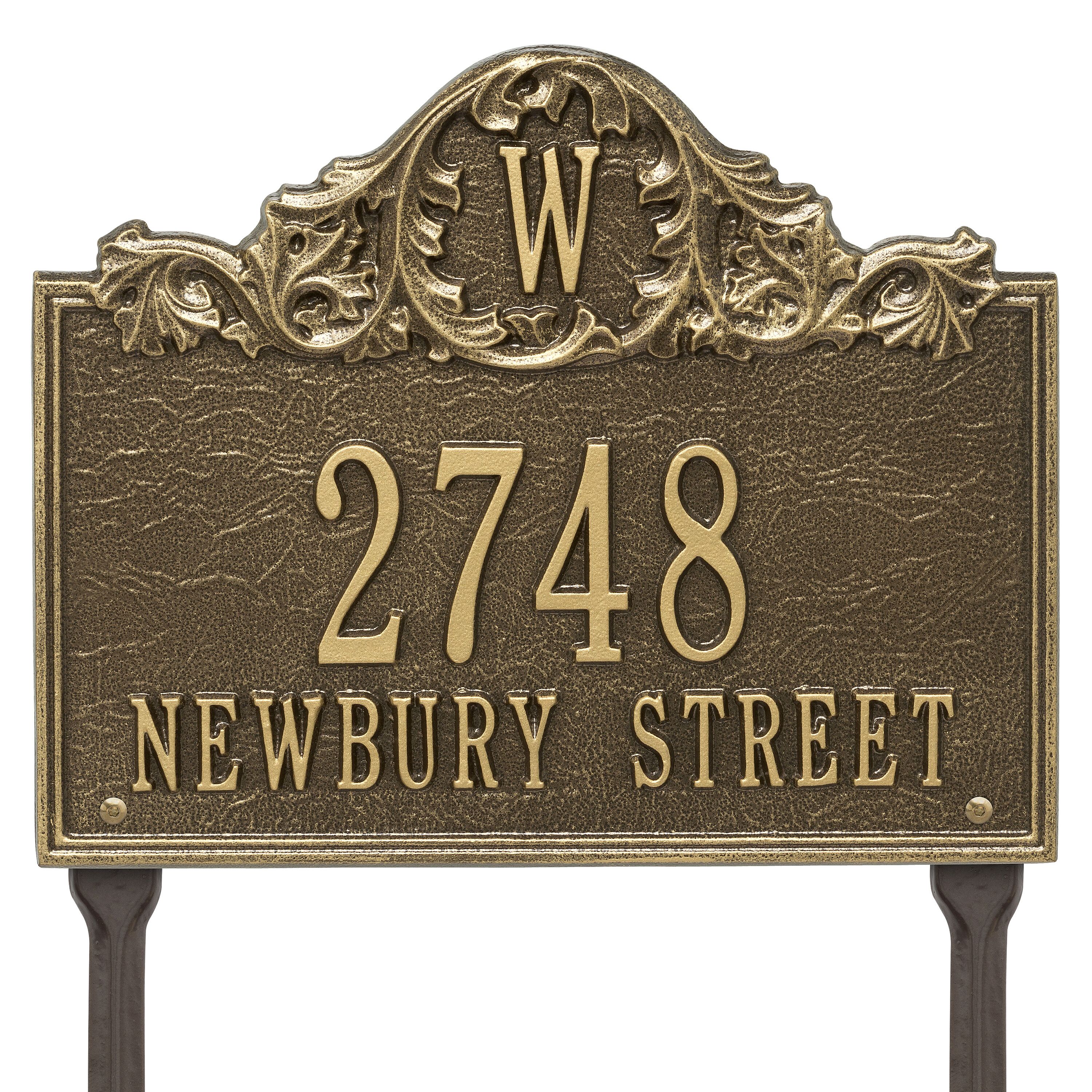 Personalized Acanthus Monogram Plaque - Lawn - 3 Line 