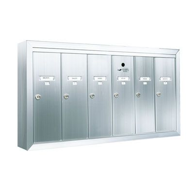 6 Compartment Surface Mount Vertical Mailboxes - Anodized Aluminum