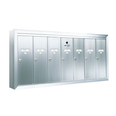 7 Compartment Surface Mount Vertical Mailboxes - Anodized Aluminum