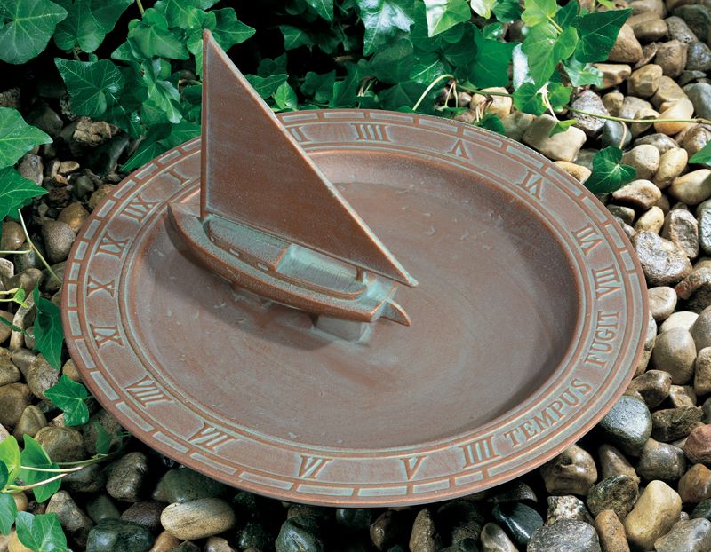 Whitehall Sailboat Sundial Birdbath - Oil Rub Bronze