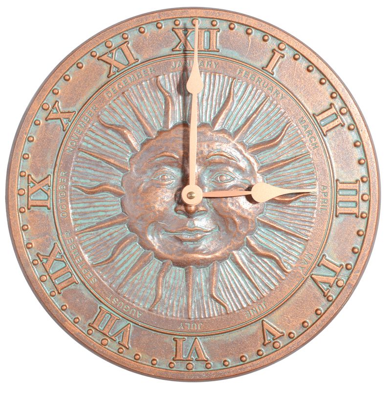 Whitehall Sunface Clock - Copper Verdi