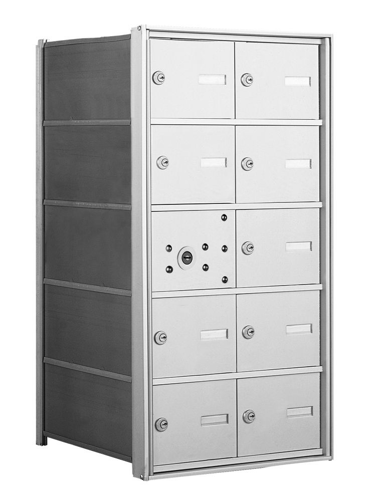 4B+ Front-Loading Horizontal Mailboxes in Anodized Aluminum Finish - 9 Tenant Doors and 1 Master Door