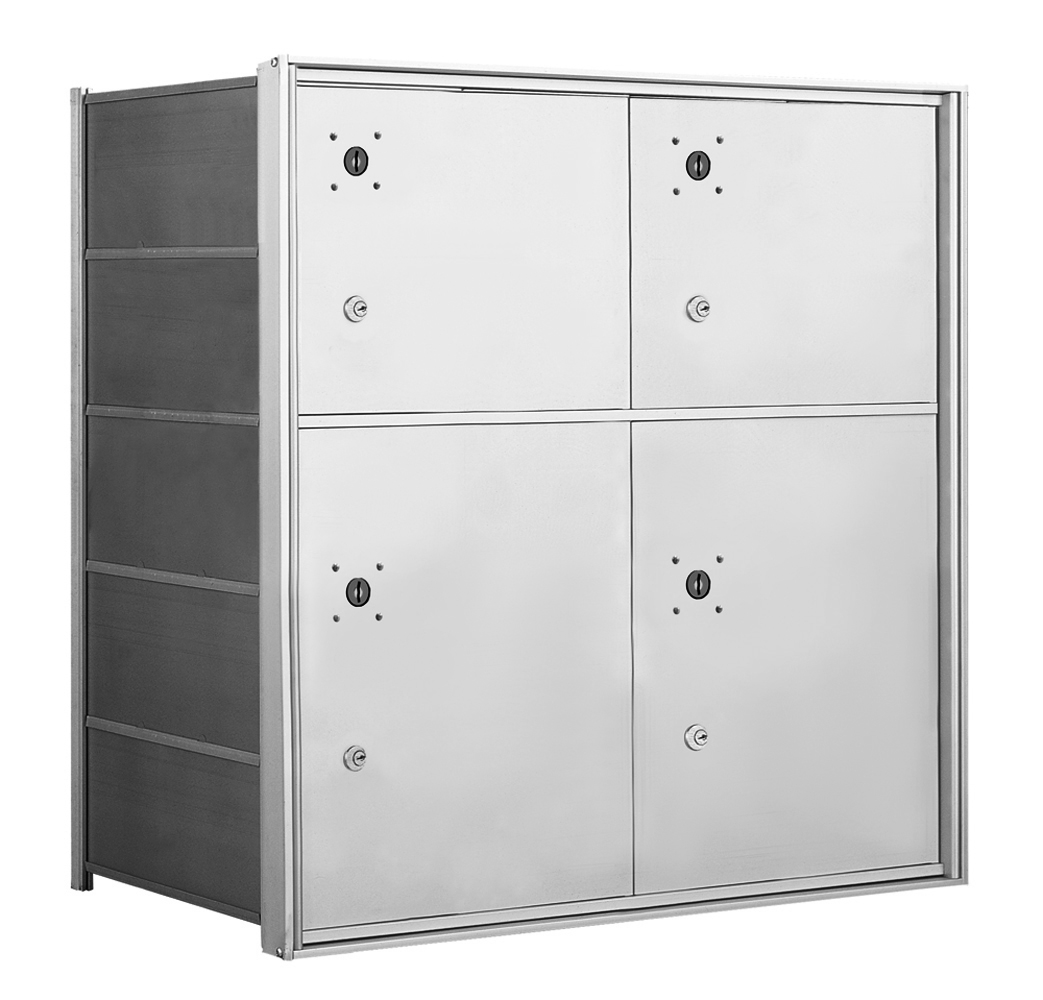 1400 Series Front-Loading Horizontal Mailboxes in Anodized Aluminum Finish - 4 Parcel Lockers