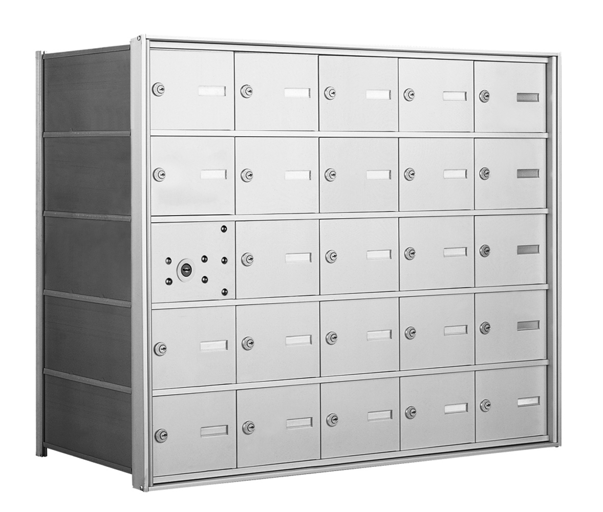 4B+ Front Loading Horizontal Mailboxes in Anodized Aluminum Finish - 24 Tenant Doors And 1 USPS Master Door