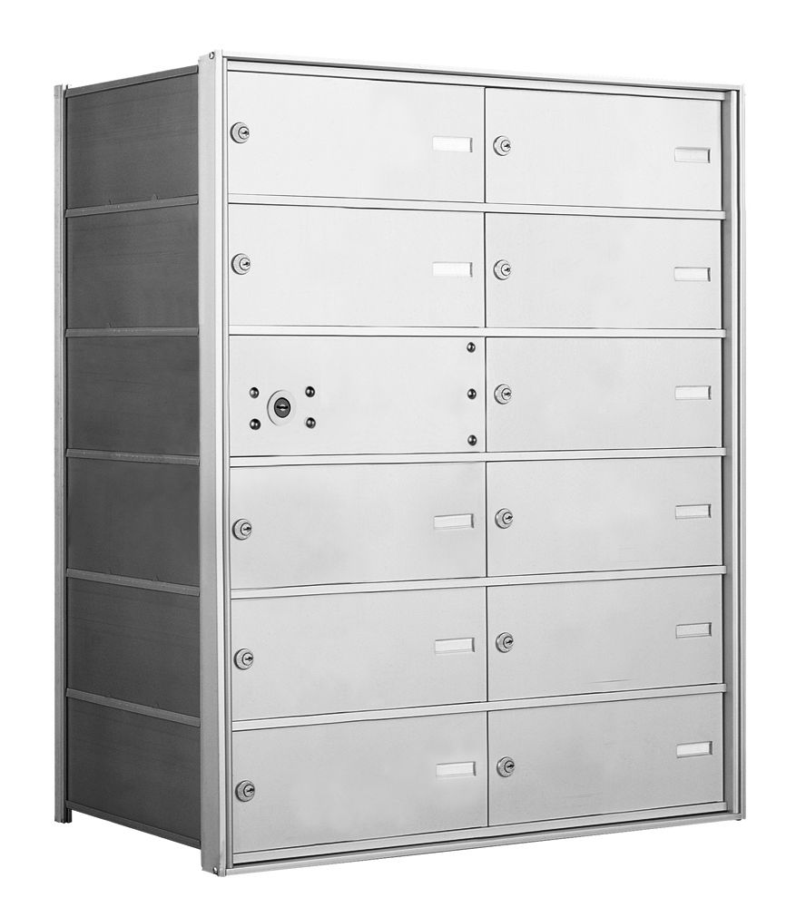 1400 Series Front-Loading Horizontal Mailboxes in Anodized Aluminum Finish - 11 Double Wide Tenant Doors