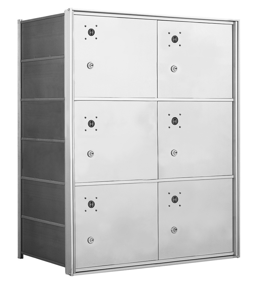 1400 Series Front-Loading Horizontal Mailboxes in Anodized Aluminum Finish - 6 Parcel lockers