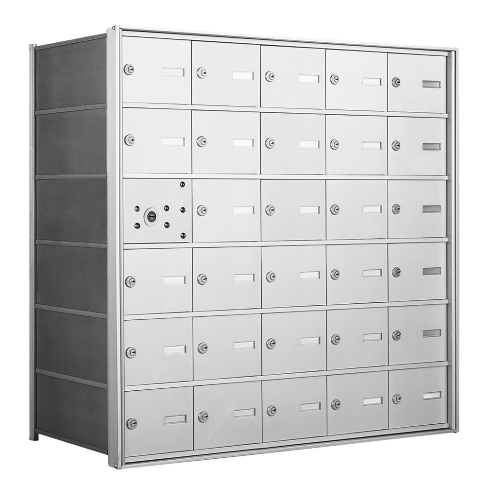 4B+ Horizontal Front Loading Mailboxes in Anodized Aluminum Finish - 29 Tenant Doors And 1 USPS Master Door
