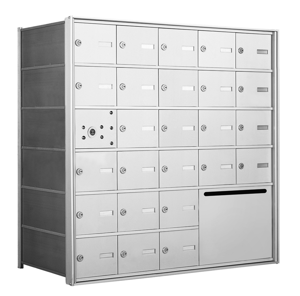 4B+ Front-Loading Horizontal Mailboxes in Anodized Aluminum Finish - 25 Tenant Doors and 1 Outgoing Mail Collection
