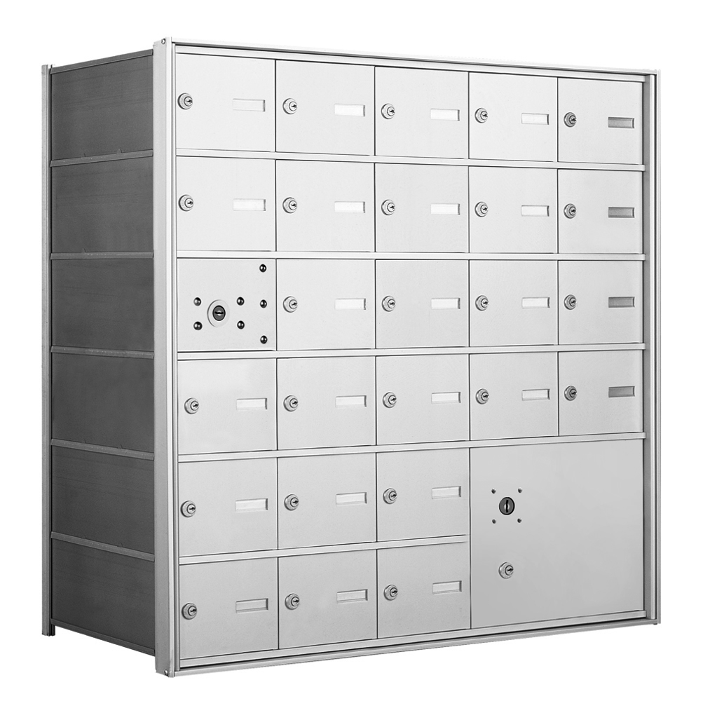 4B+ Front-Loading Horizontal Mailboxes in Anodized Aluminum Finish - 25 Tenant Doors and 1 Parcel Locker