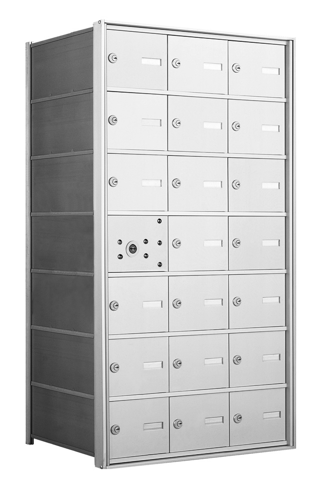 4B+ Horizontal Front Loading Mailboxes in Anodized Aluminum Finish - 20 Tenant Doors And 1 USPS Master Door