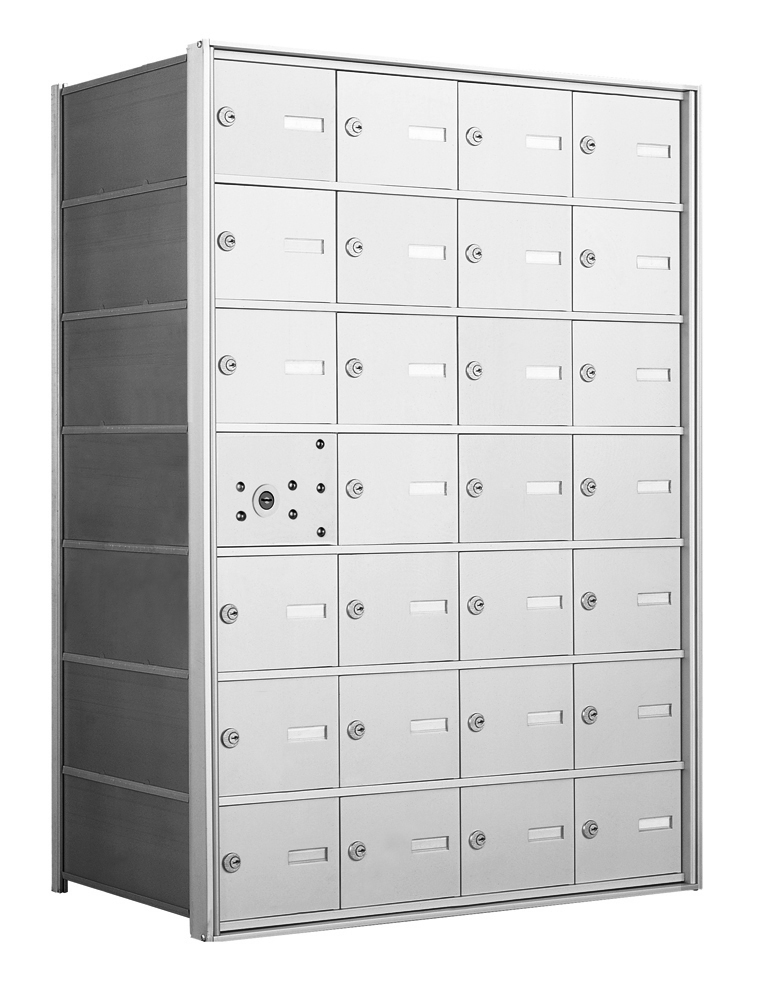 4B+ Front-Loading Horizontal Mailboxes in Anodized Aluminum Finish - 27 Tenant Doors And 1 USPS Master Door