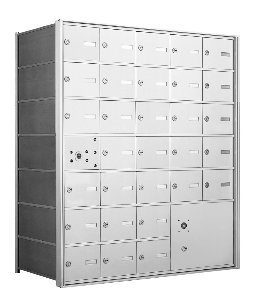 4B+ Front-Loading Horizontal Mailboxes in Anodized Aluminum Finish - 30 Tenant Doors and 1 Parcel Locker