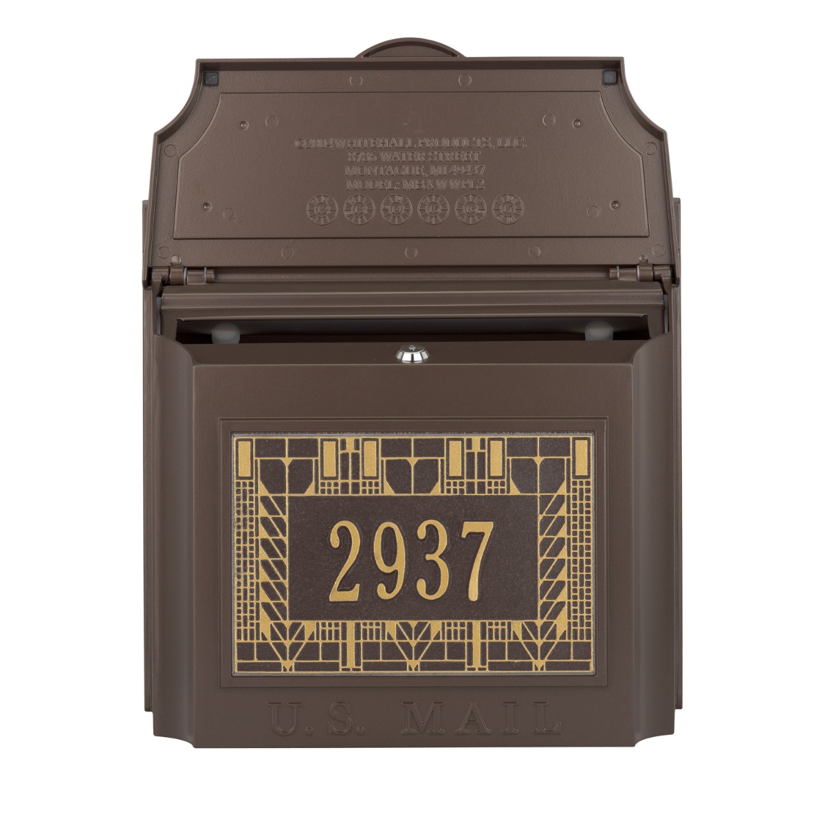 Whitehall Wall Mailbox With Frank Lloyd Wright Tree Of Life Plaque Personalized