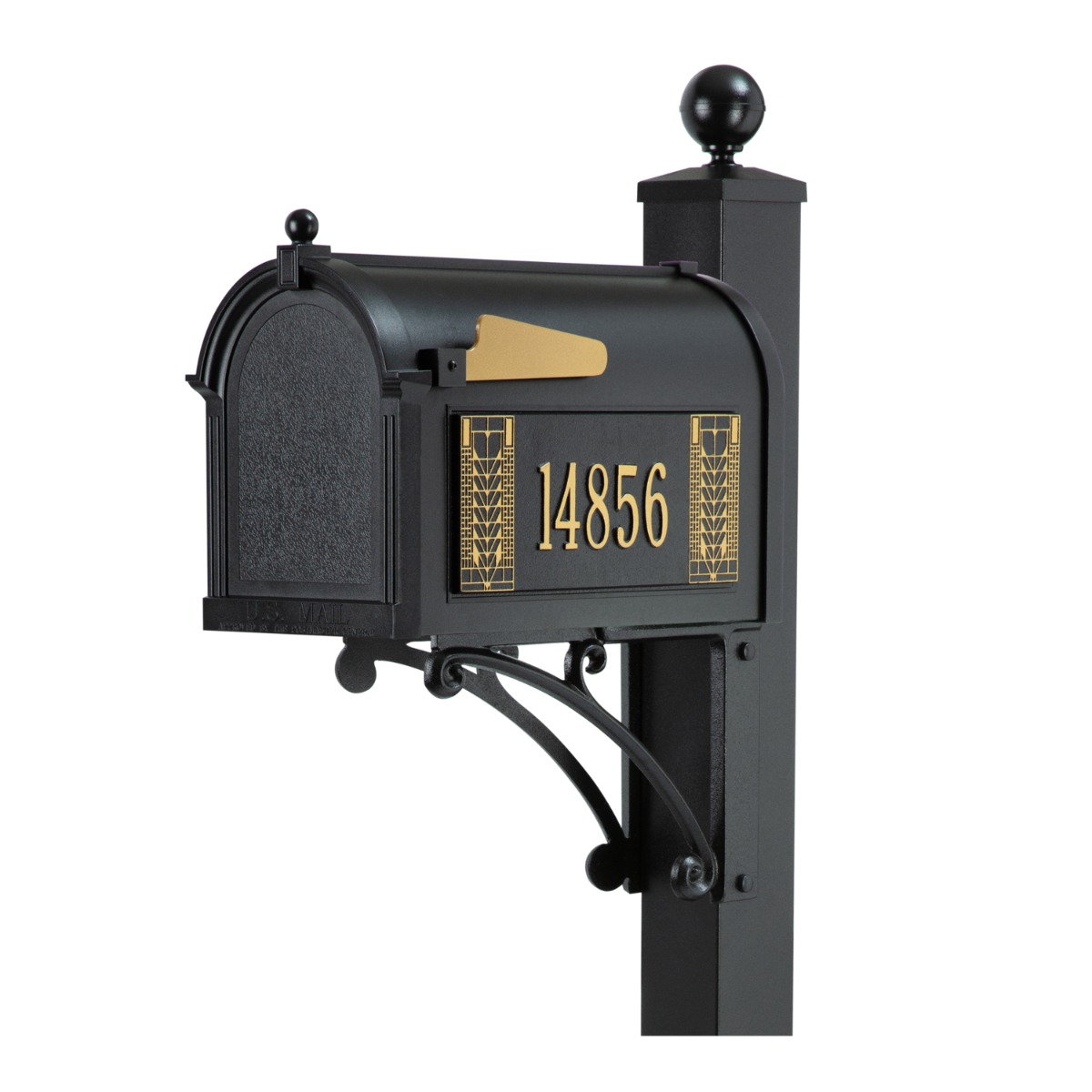 Whitehall Deluxe Mailbox Frank Lloyd Wright Tree Of Life Package #2 (Capitol Mailbox, Deluxe Post, Personalized Tree Of Life Side Plaques)
