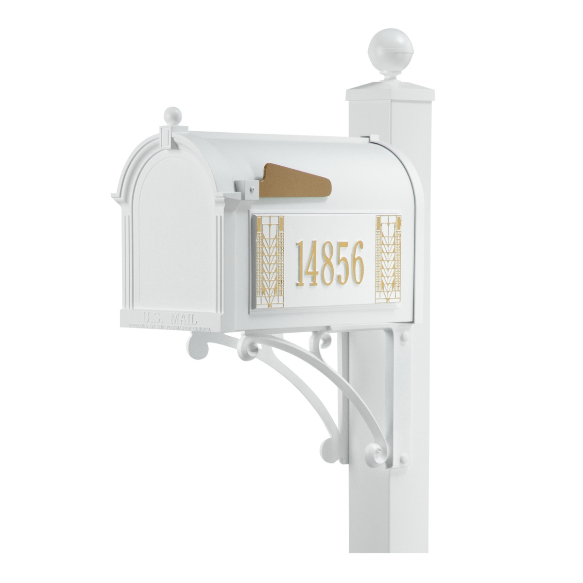 Whitehall Deluxe Mailbox Frank Lloyd Wright Tree Of Life Package #2 (Capitol Mailbox, Deluxe Post, Personalized Tree Of Life Side Plaques)