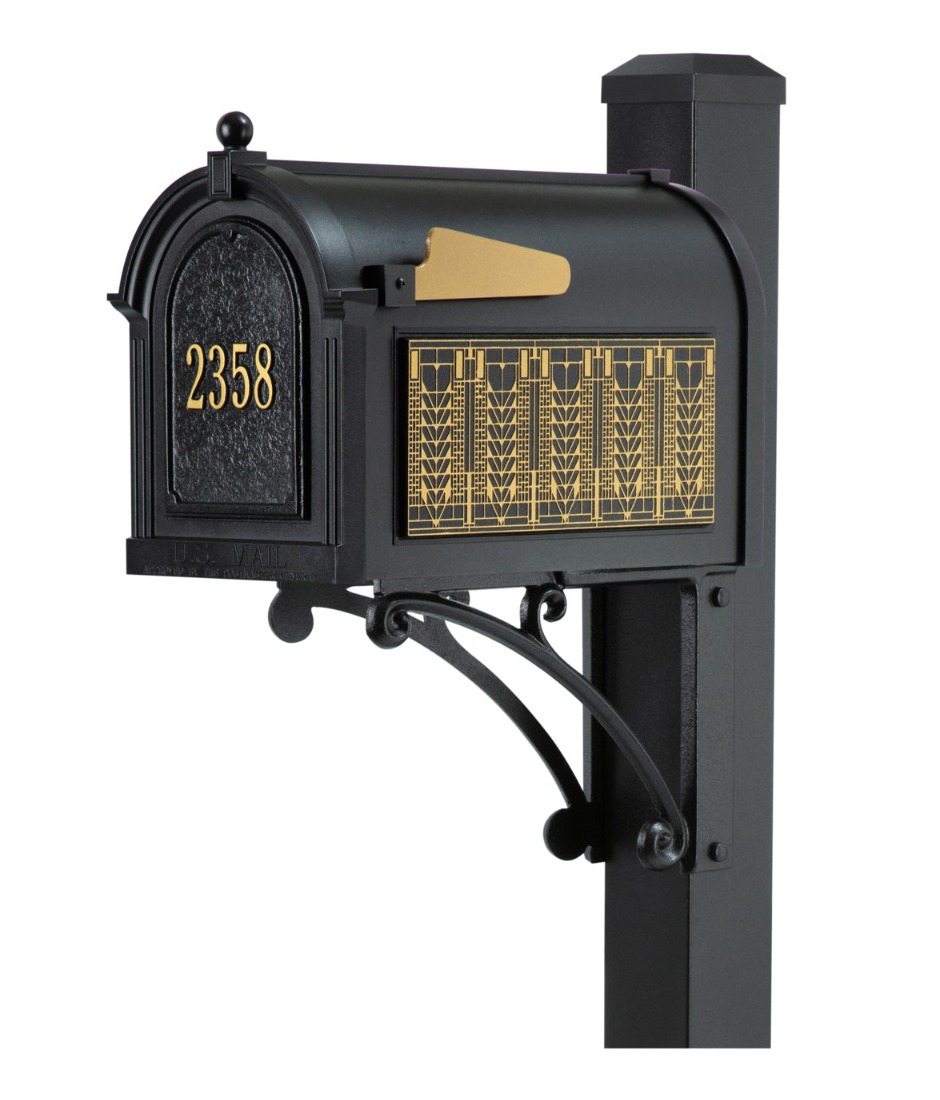 Whitehall Superior Mailbox Frank Lloyd Wright Tree Of Life Package #1 (Capitol Mailbox, Superior Post, Personalized Door, Non-Personalized Tree Of Life Side Plaques)