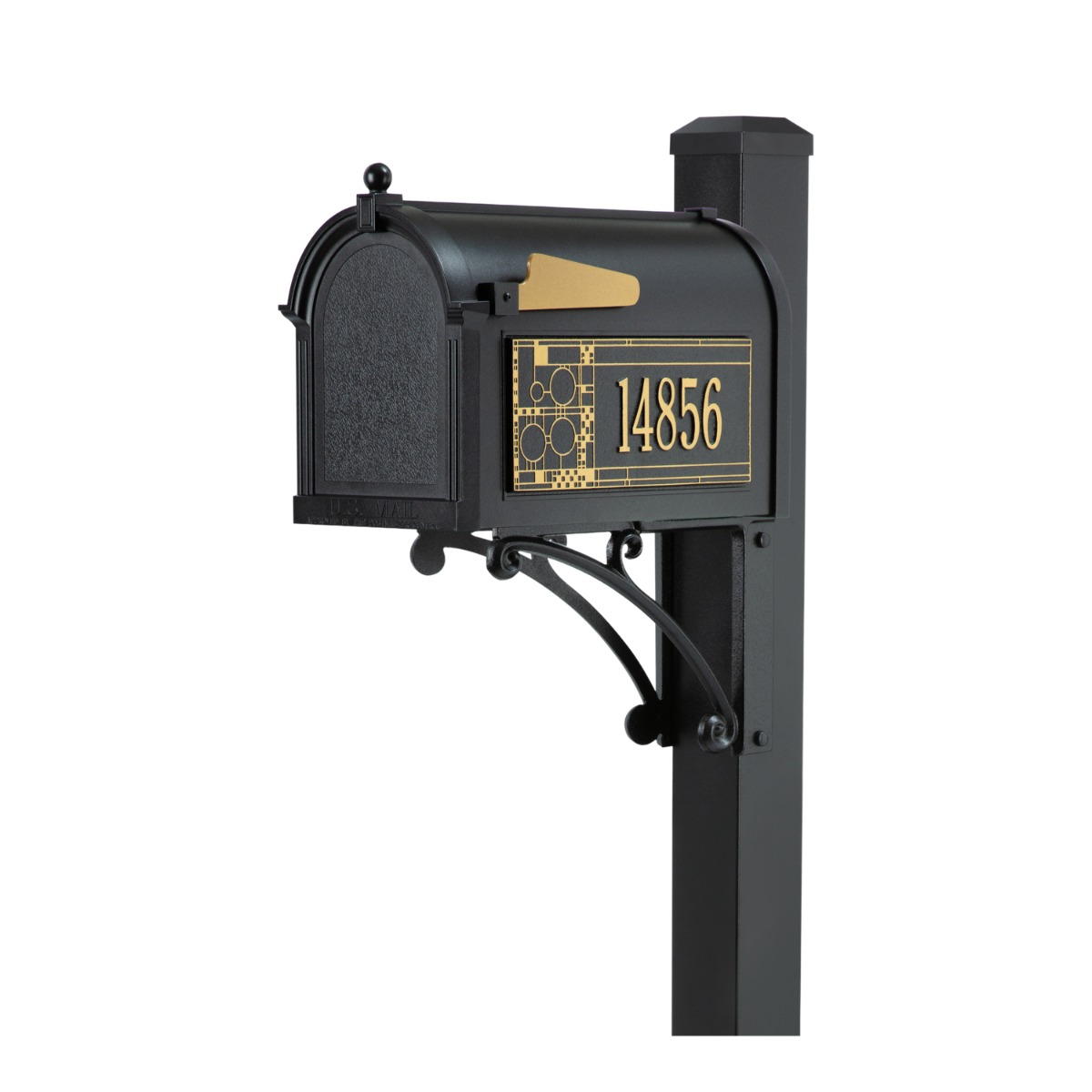 Whitehall Superior Mailbox Frank Lloyd Wright Coonley Package #2 (Capitol Mailbox, Superior Post, Personalized Coonley Side Plaques)