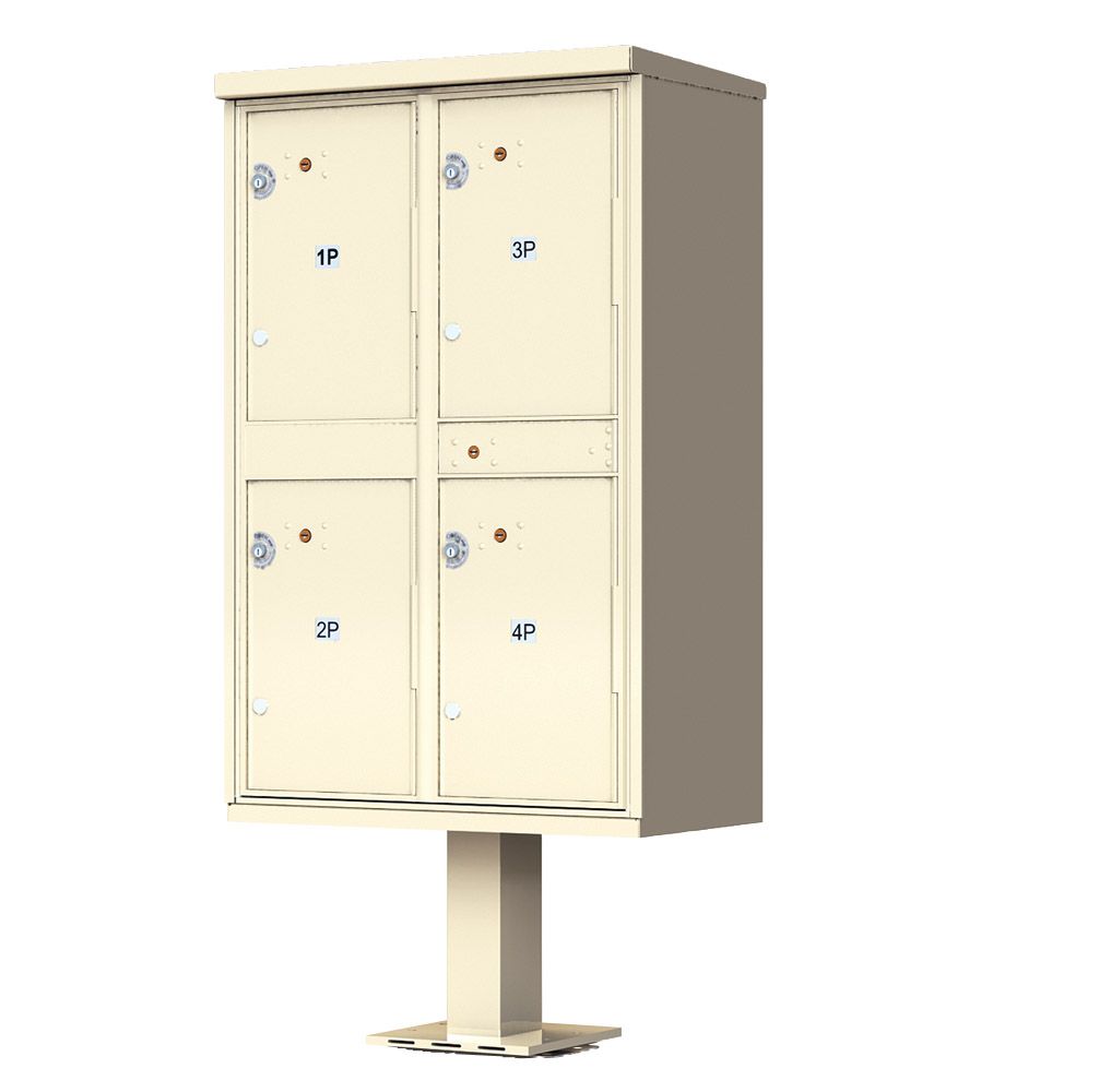 Florence USPS Cluster Mailbox with 4 Parcel Lockers, Pedestal Included