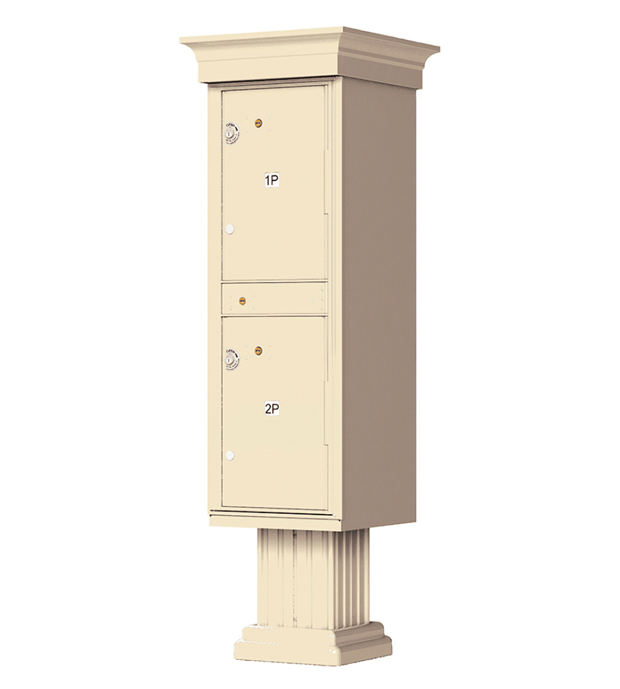 Cluster Mailbox CBU with 2 Parcel Lockers, Decorative Crown and Column Pedestal Included, by Florence - USPS Approved