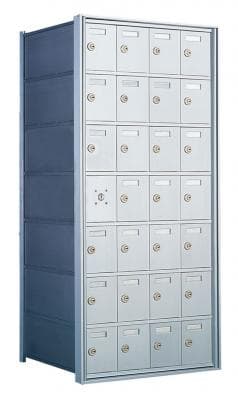 7 Doors High x 4 Doors (27 Tenants) 1600 Front-Load Private Distribution Mailbox in Anodized Aluminum Finish