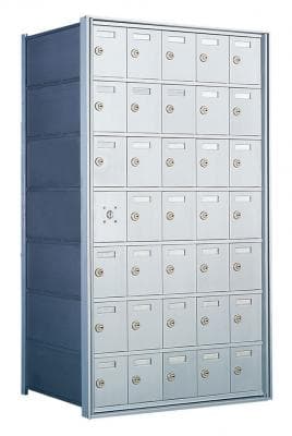 7 Doors High x 5 Doors (34 Tenants) 1600 Front-Load Private Distribution Mailbox in Anodized Aluminum Finish