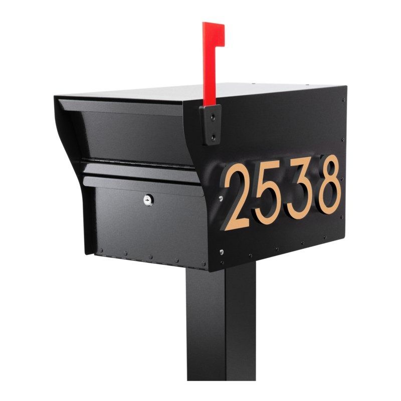 Whitehall MailVault Streetside Locking Mailbox and Post Package with Stand-Off Numbers