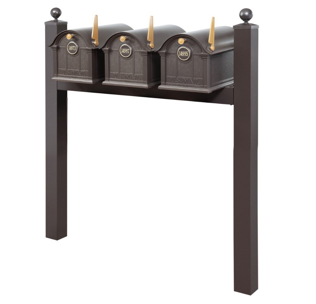 Balmoral Triple Mount Mailbox Set with Personalized Door Medallions & Ball Finials – Available in Black, Bronze, and White