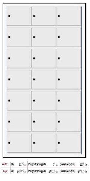7 Doors High x 3 Doors (21 Tenants) 1700 Horizontal Mailbox Rear-Load Private Distribution in Anodized Aluminum Finish