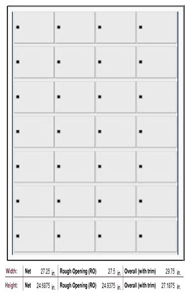 7 Doors High x 4 Doors (28 Tenants) 1700 Horizontal Mailbox Rear-Load Private Distribution in Anodized Aluminum Finish