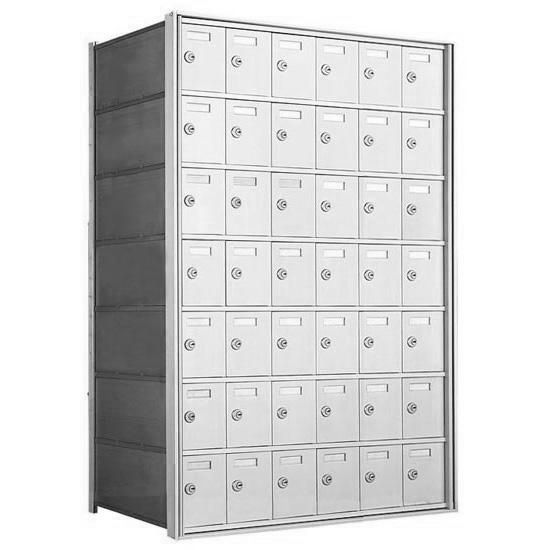 7 Doors High x 6 Doors (42 Tenants) 1700 Horizontal Mailbox Rear-Load Private Distribution in Anodized Aluminum Finish