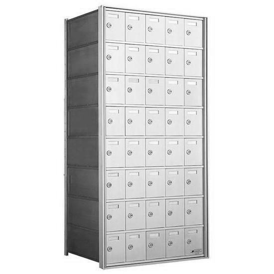 8 Doors High x 5 Doors (40 Tenants) 1700 Horizontal Mailbox Rear-Load Private Distribution in Anodized Aluminum Finish