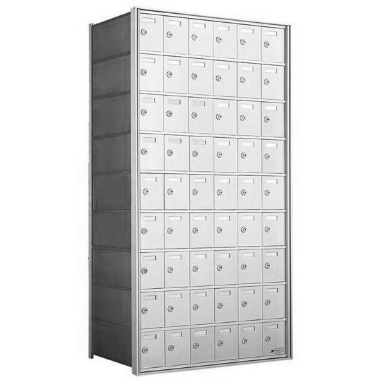9 Doors High x 6 Doors (54 Tenants) 1700 Horizontal Mailbox Rear-Load Private Distribution in Anodized Aluminum Finish