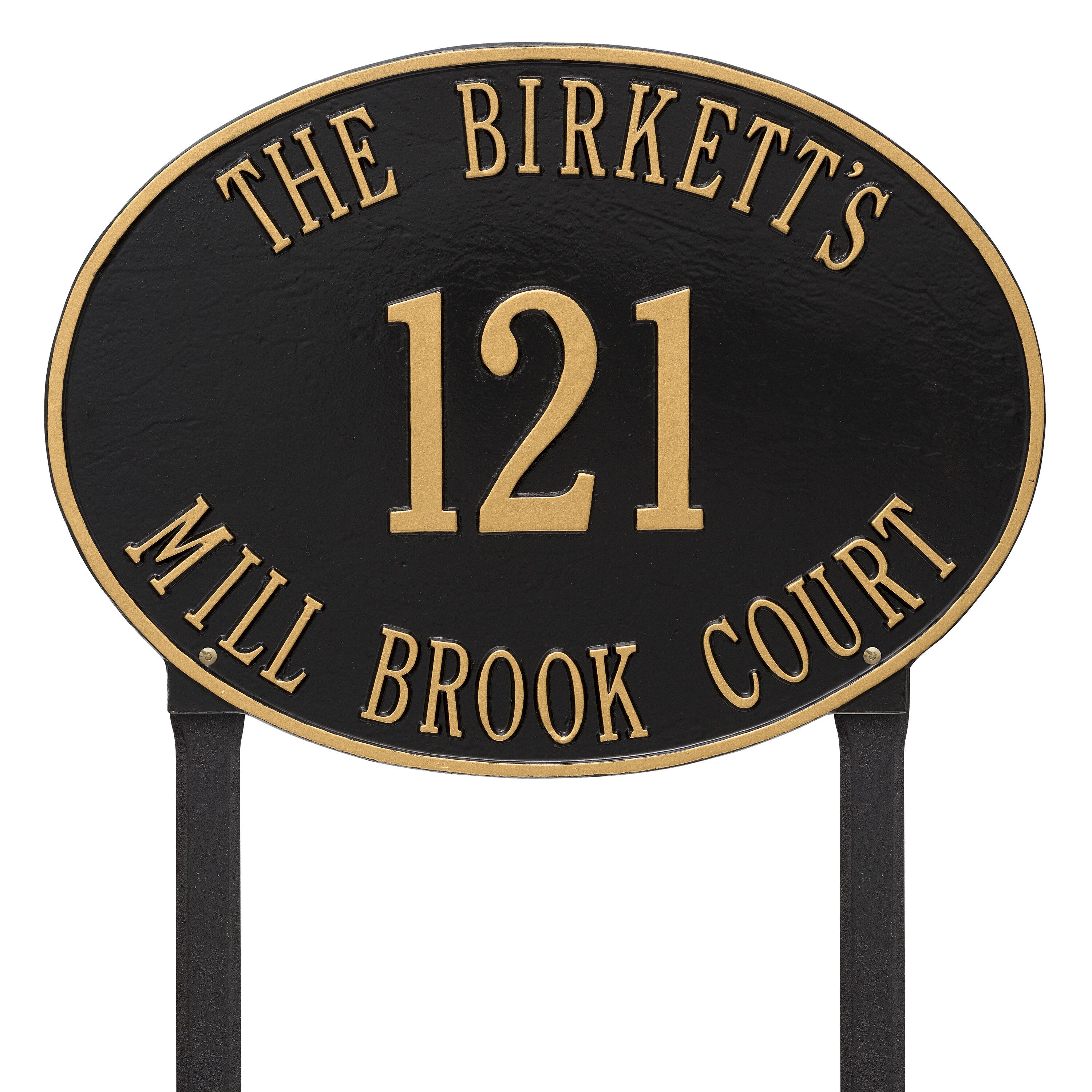 Whitehall Hawthorne Oval - Estate Lawn - Three Line Address Plaque