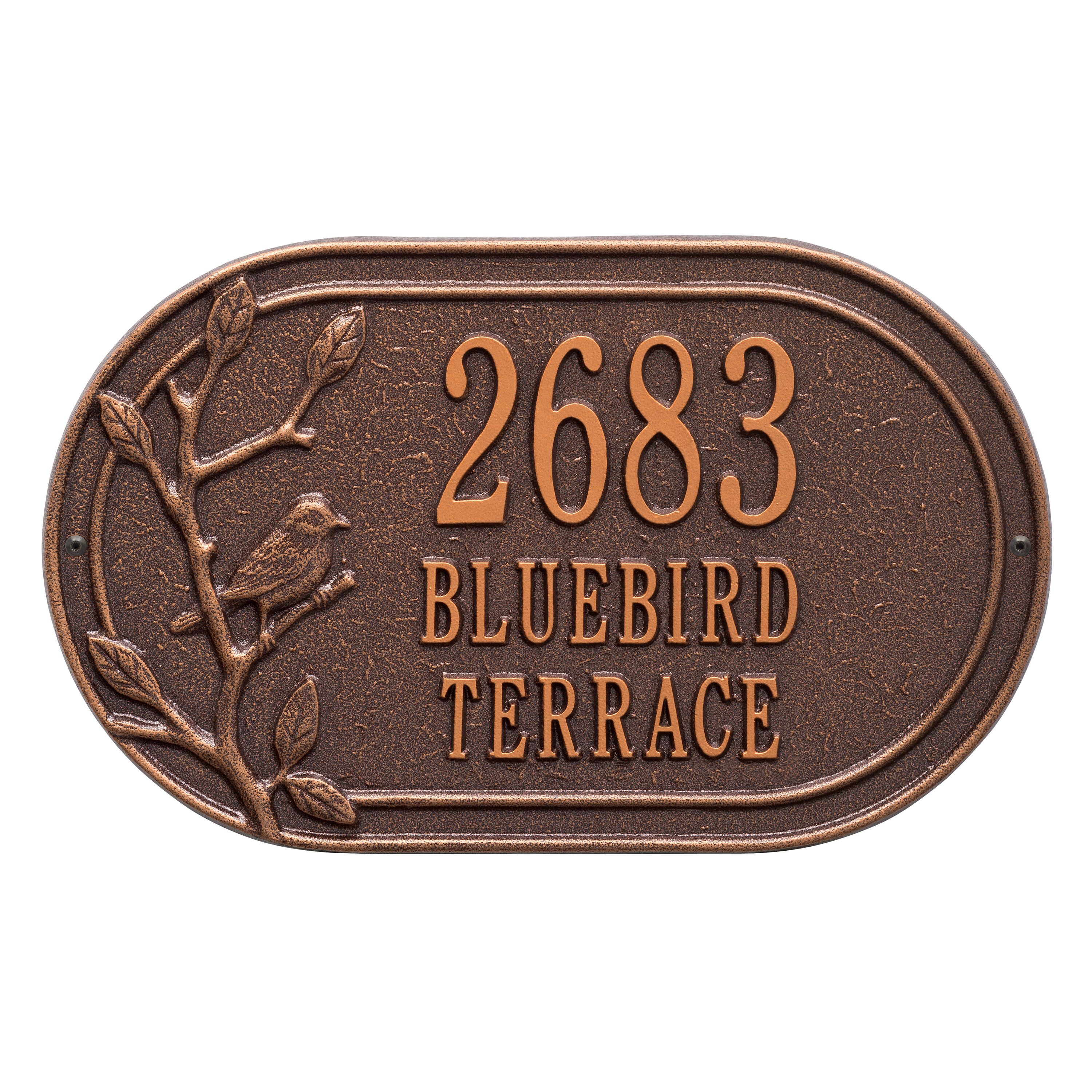 Personalized Woodridge Bird Oval Plaque - Standard - Wall - 3 Line 