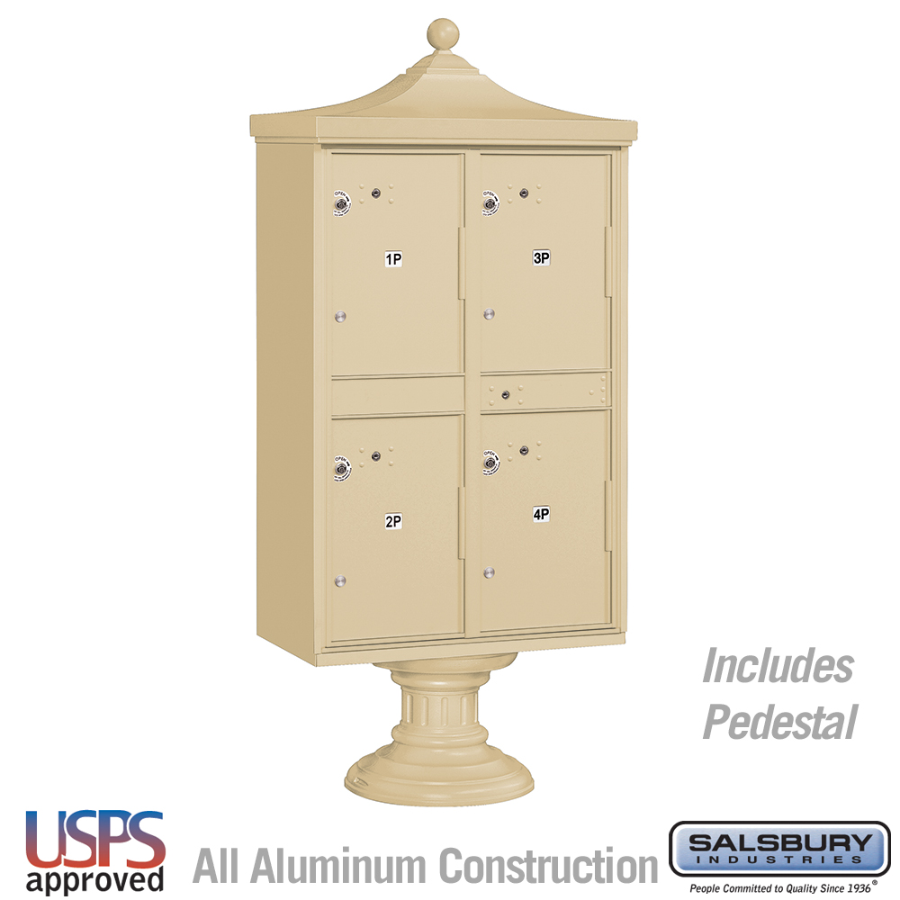 Salsbury Regency Decorative Outdoor Parcel Locker with 4 Compartments with USPS Access – Type II