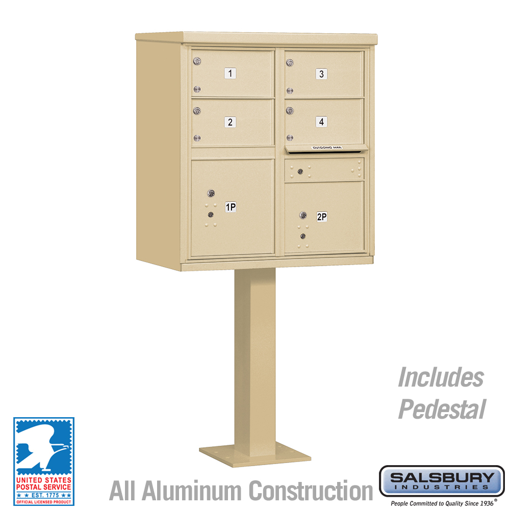 Salsbury Cluster Box Unit with 4 Doors and 2 Parcel Lockers with USPS Access – Type V