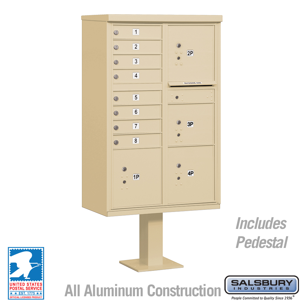 Salsbury Cluster Box Unit with 8 Doors and 4 Parcel Lockers with USPS Access – Type VI