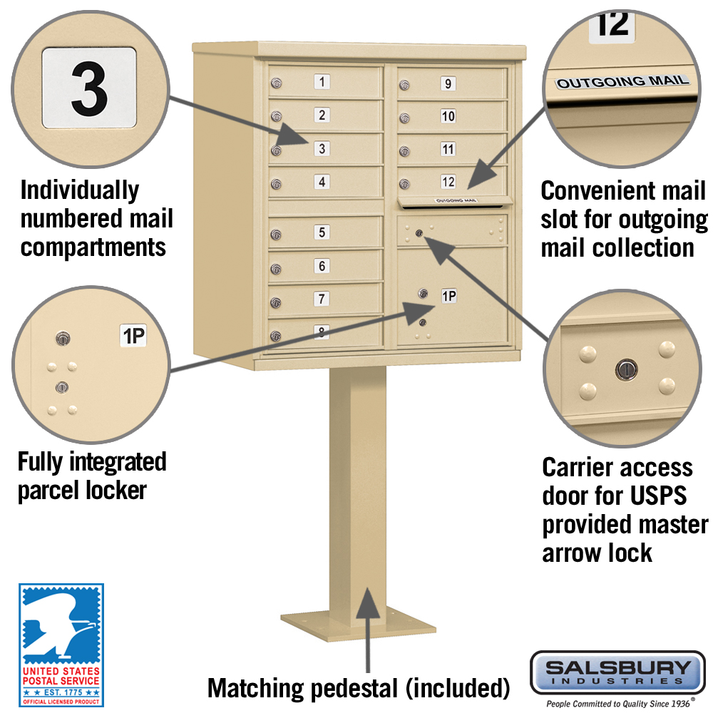 Salsbury 3312SAN-U 12 Door Cluster Mailbox - USPS Approved