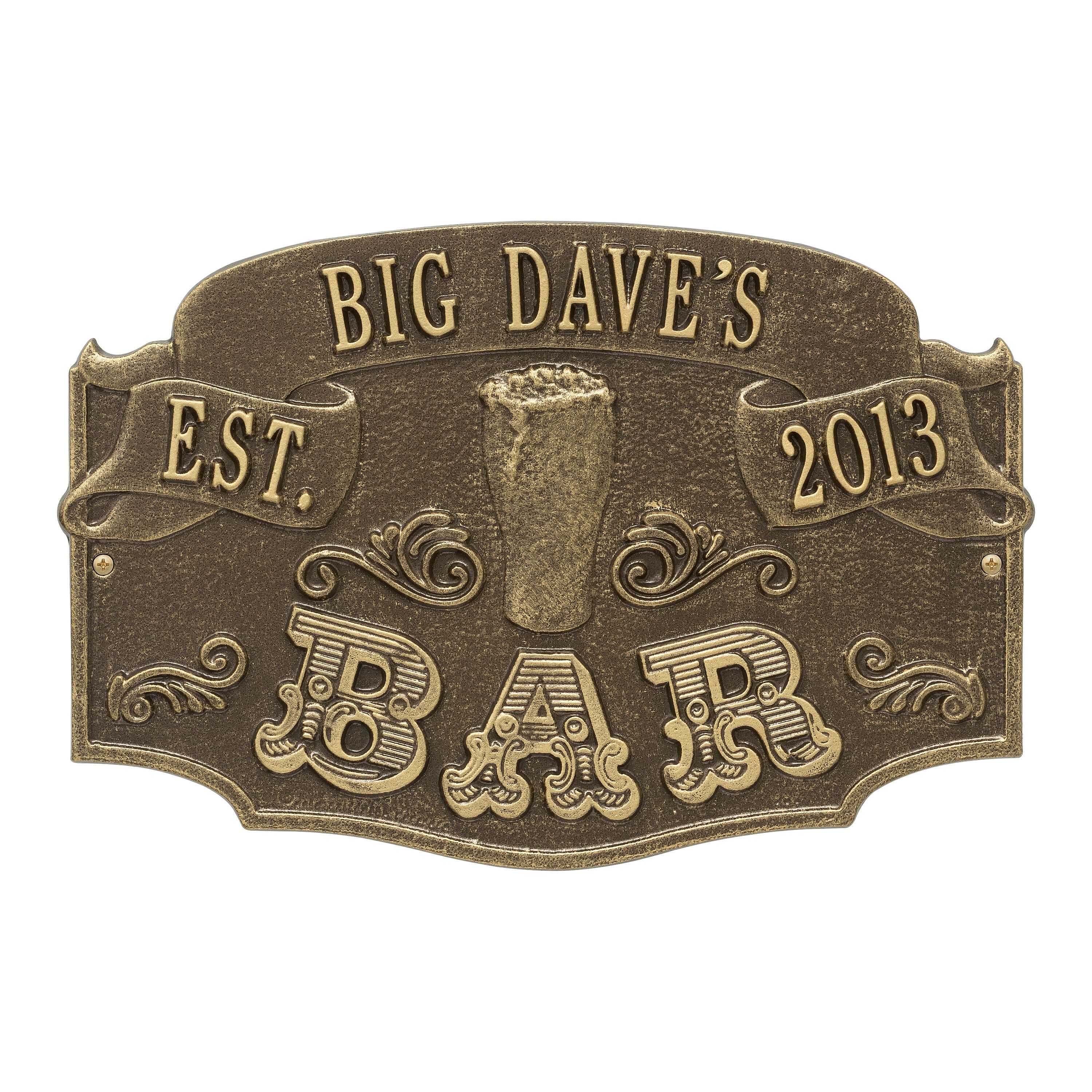 Established Bar Plaque, Standard Wall 1-line