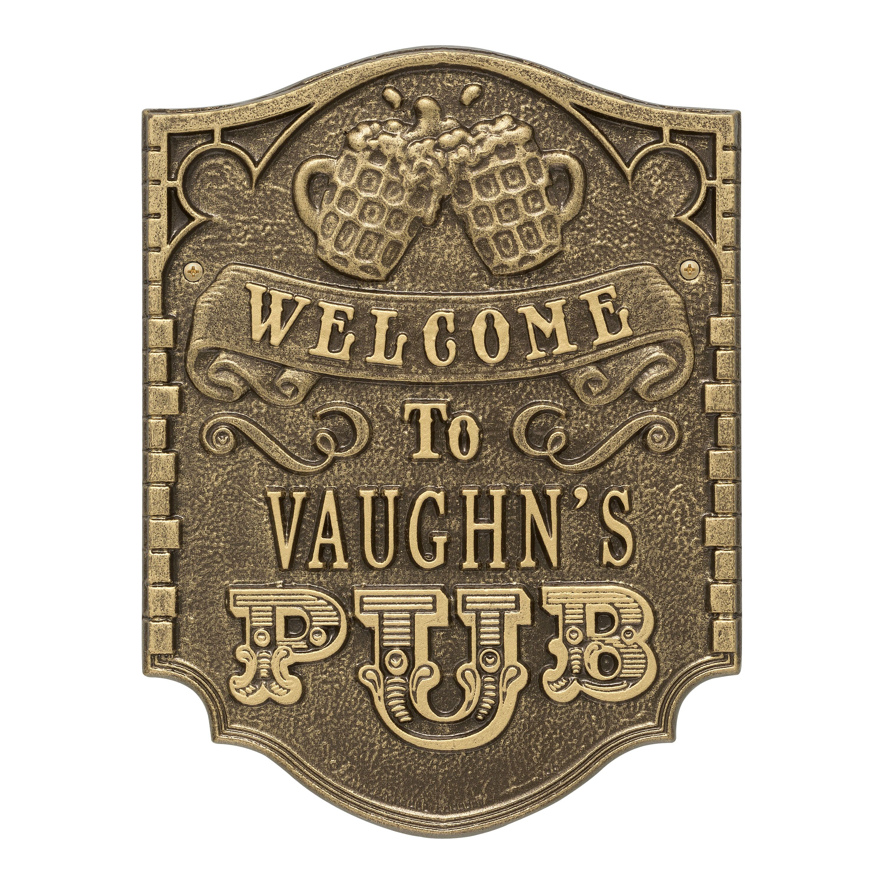Pub Welcome Plaque, Standard Wall 1-line